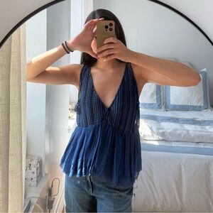 Anthropologie Navy V-Neck Tank Top